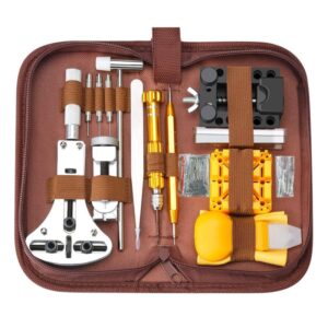 Set instrumente repararea ceasurilor, 149 buc, Meta/ABS, Maro/Argintiu