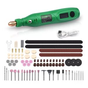 Set mini unealta rotativa fara fir, Shawty, 210 accesorii, 5 viteze de rotatie, 8000-18000rpm, incarcare USB, Verde