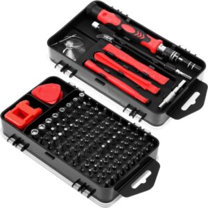 Set Surubelnite Velixo®, de Precizie 110 in 1, 98 Biti, pentru Electronice, Electrocasnice, Mobilier, Telefoane, Macbook, iMac, iPhone, Flexibila, cu Ventuza, Penseta,...