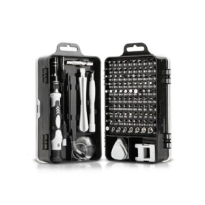 Set trusa de scule cu 115 piese de precizie si o surubelnita flexibla, ventuza display, magnetizor/demagnetizor pentru reparare electrocasnice de mici dimensiuni, telefoane,...