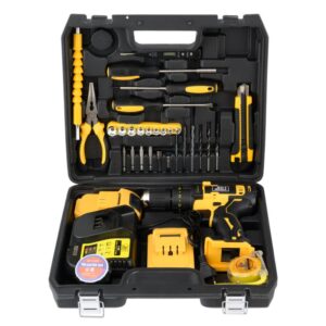 Trusa 30 accesorii, bormasina cu percutie si 2 acumulatori JRH