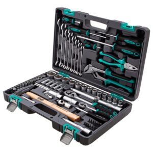 Trusa scule, 1/2", 1/4", CrV, cutie din plastic, 76 piese// STELS