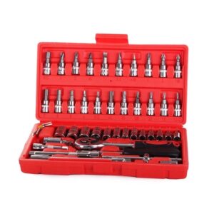 Trusa scule multifunctionala, 46 piese, otel crom-vanadiu, chei tubulare, surubelnite, Dactylion®