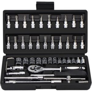 Trusa scule reparat Masini, uz caznic si auto, surubelnita, tubulare, prelungitoare, clichet, 46 piese, fabricata din chrome Vanadium